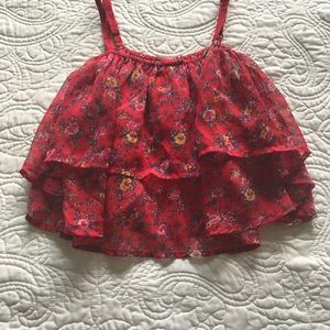 Red Floral Kimchi Blue Crop top